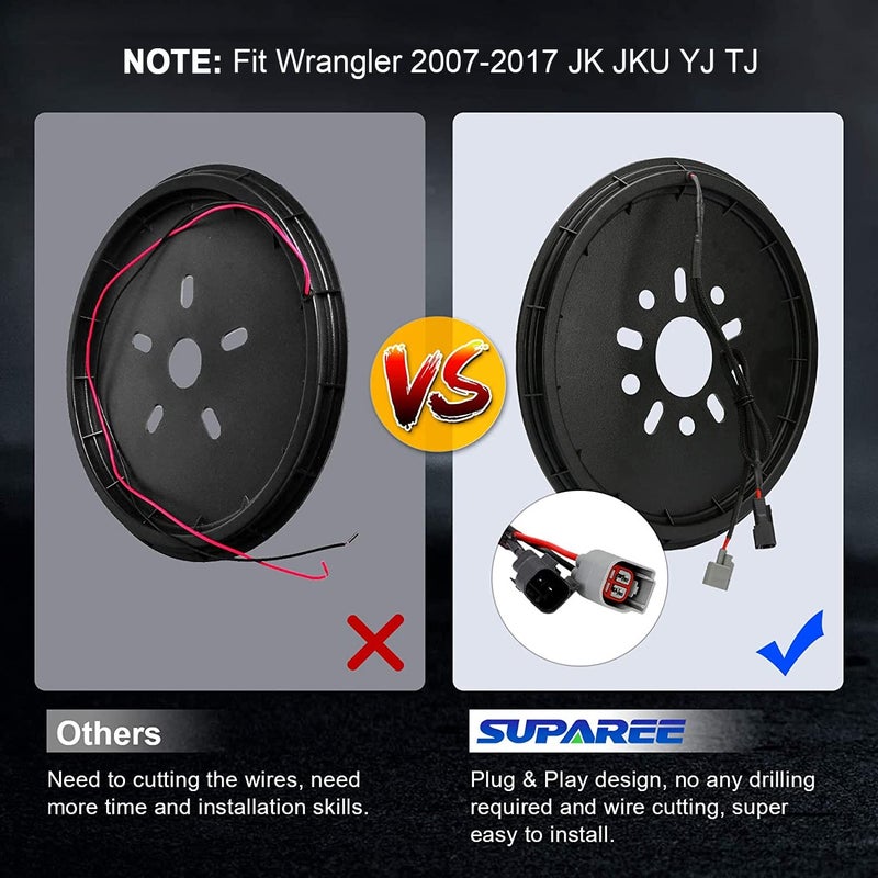 SUPAREE Plug and Play Spare Tire Brake Light Wheel Light 3rd Third Brake Light fit for Wrangler 2007-2018 JK JKU YJ TJ,Red Light - Image 2